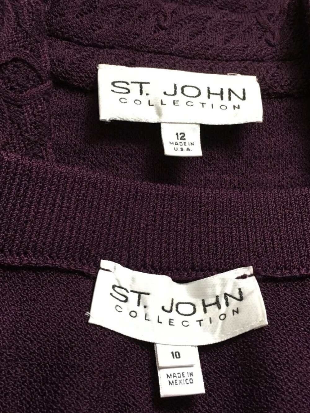 BEAUTIFUL st john collection knit wine purple jacket skirt suit size 10 12 - Picture 10 of 10